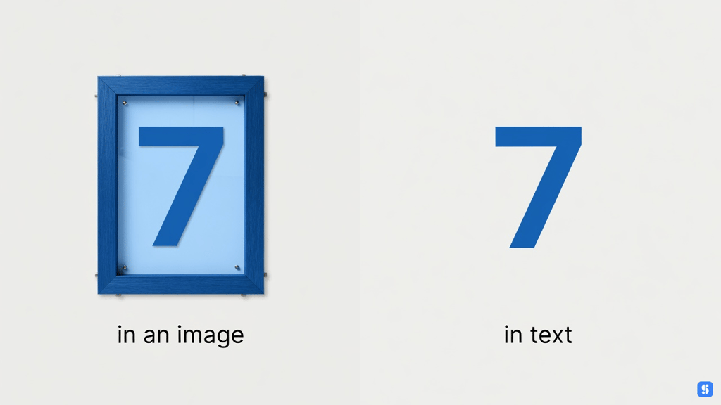A number trapped in an image against the same number in text