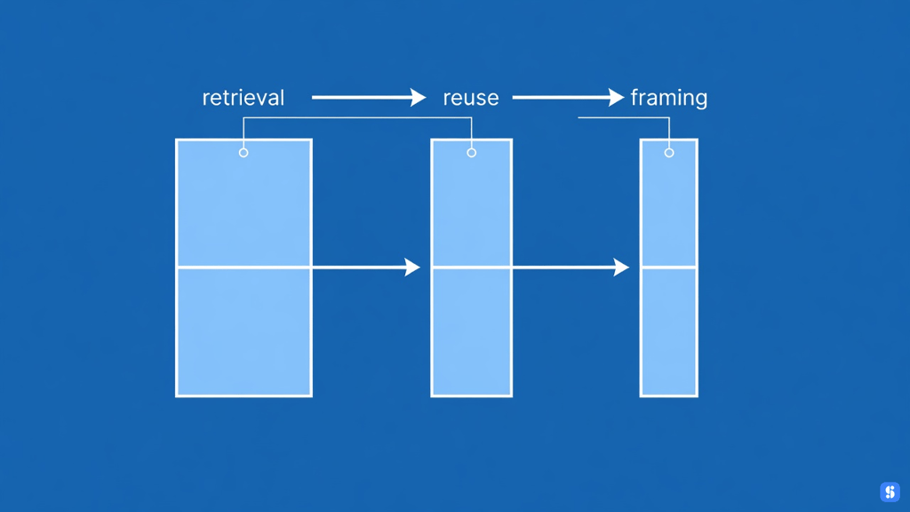 Retrieval, reuse and framing as three narrowing stages