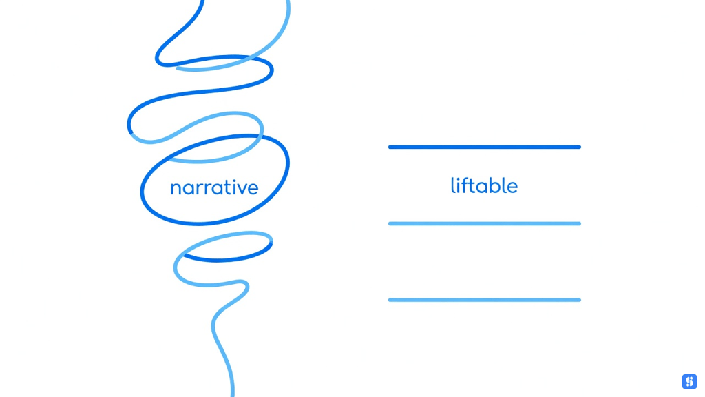 A continuous narrative against four liftable segments