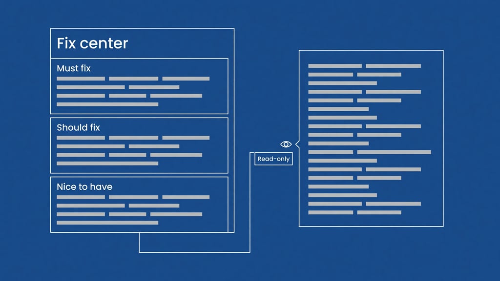 Azuqe fix center tiers read by an assistant through a read-only connection