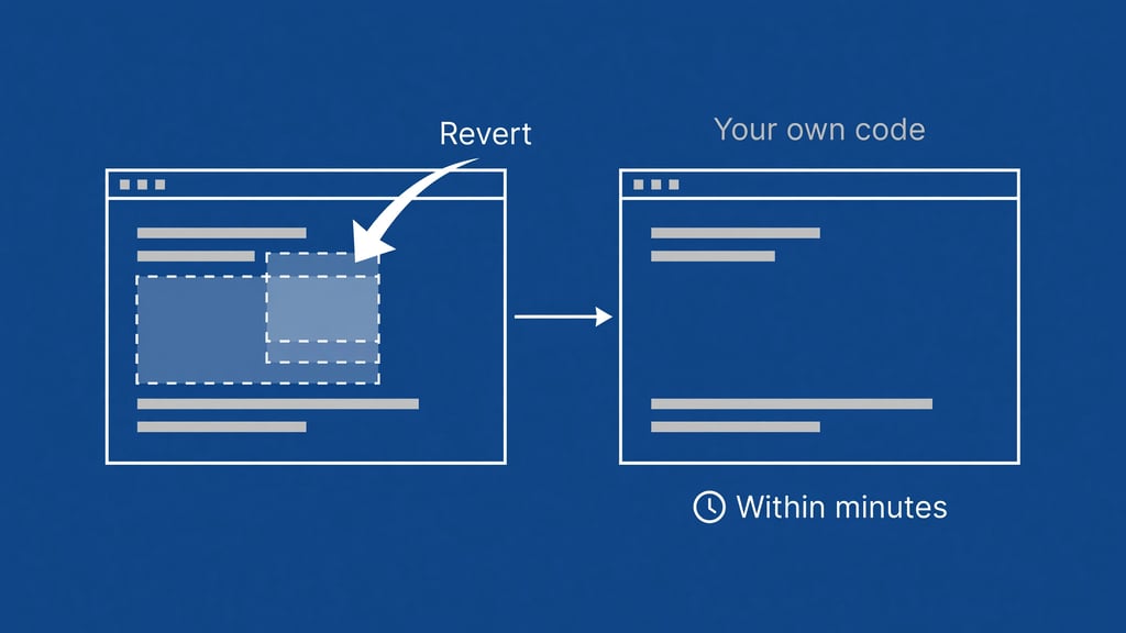 Blueprint of a revert removing an injected fix so the page returns to your own code