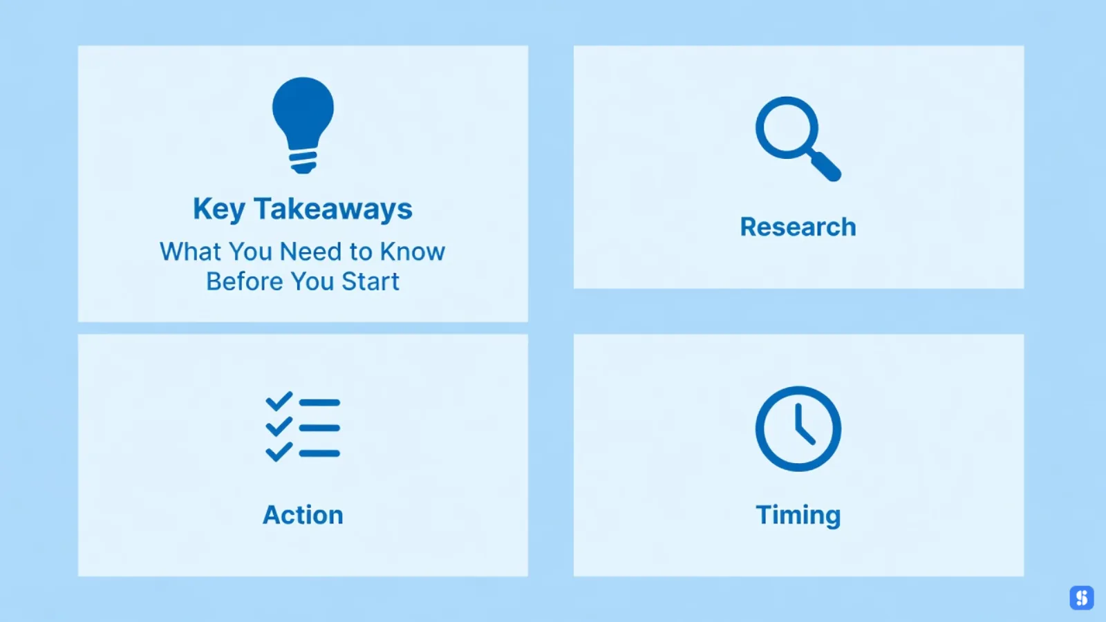 first card with lightbulb icon and 'Key Takeaways' label
