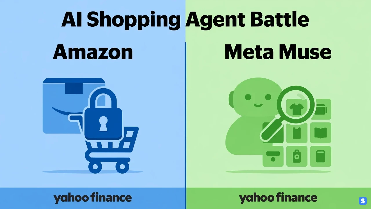 magnifying glass over product grid held by Meta Muse icon