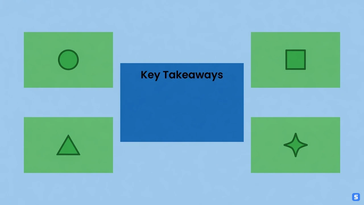 index card with 'Key Takeaways' surrounded by cards