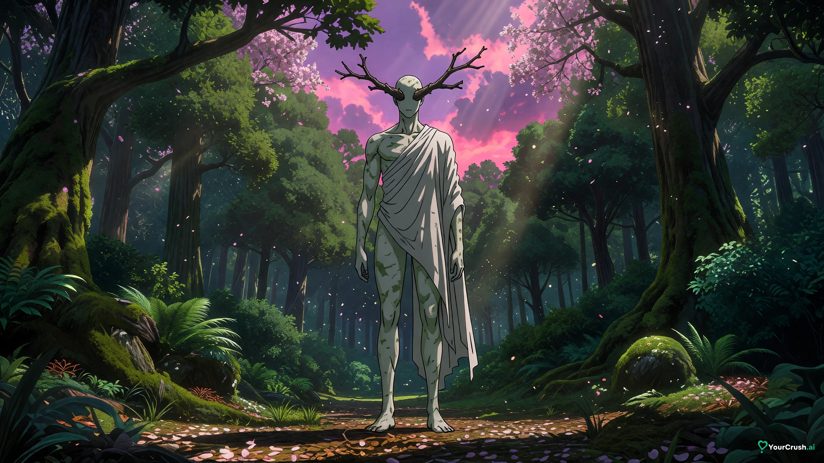 Hanami the tree-like curse from Jujutsu Kaisen standing in a forest