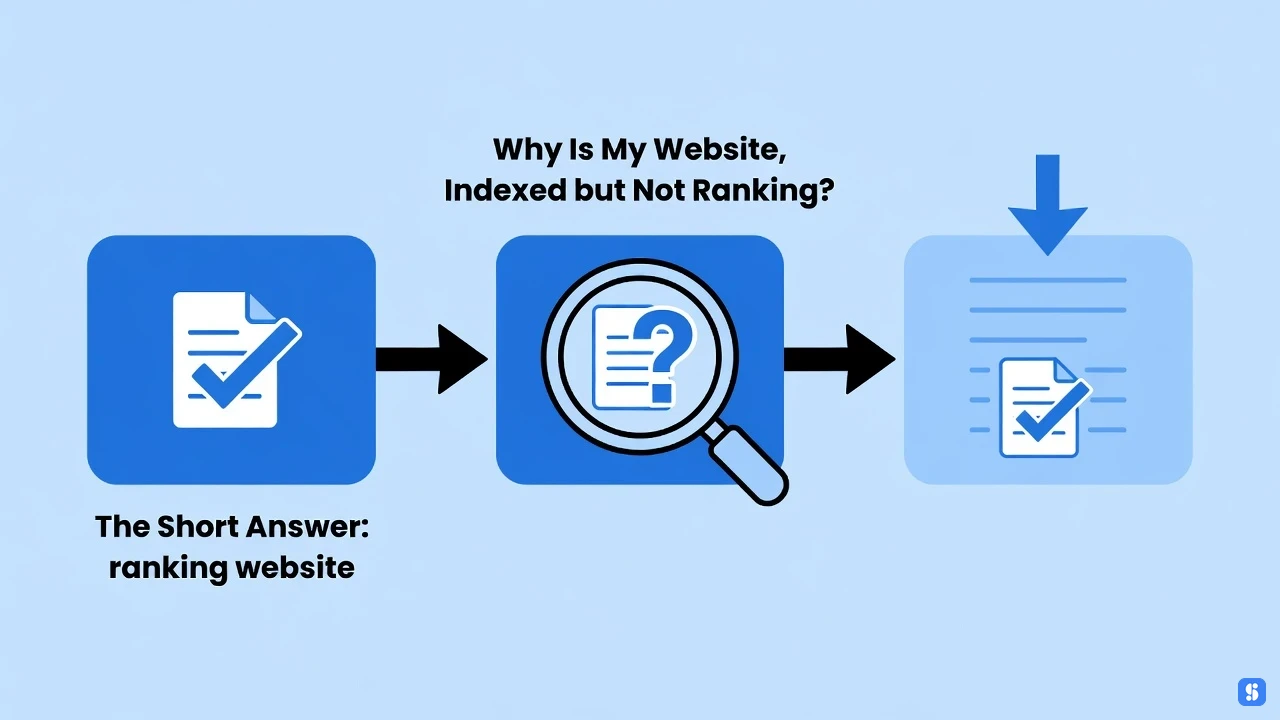 the missing ranking signals step in a three-step flow from indexed to not ranking