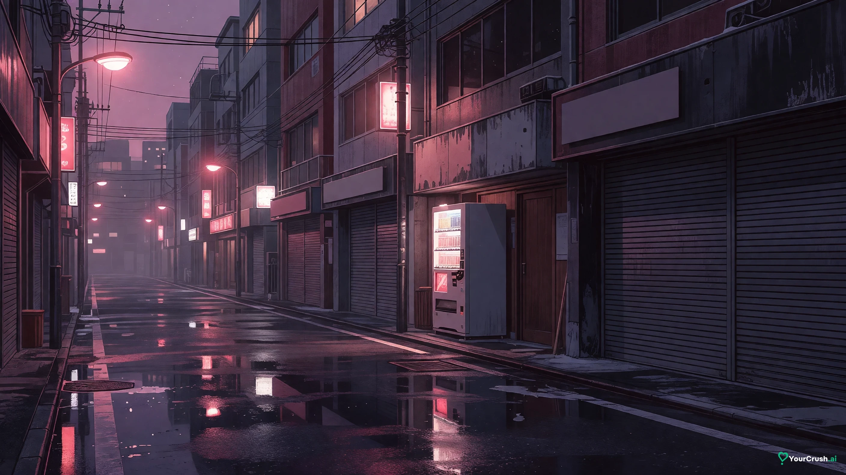 An empty Tokyo street at night, the setting where the Chainsaw Man Assassins Arc hunt plays out
