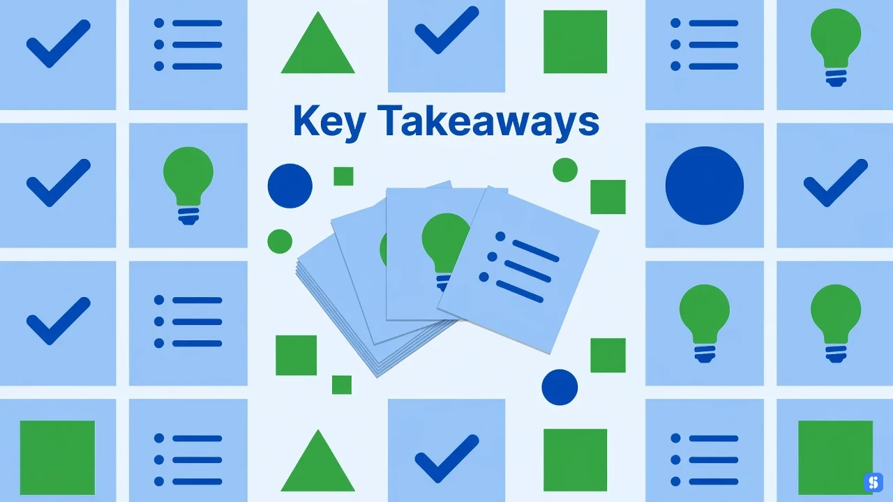 stack of index cards with takeaway icons