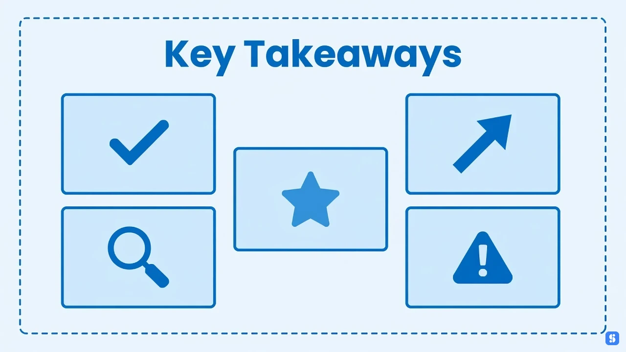 summary card grid with icons and a highlighted central card