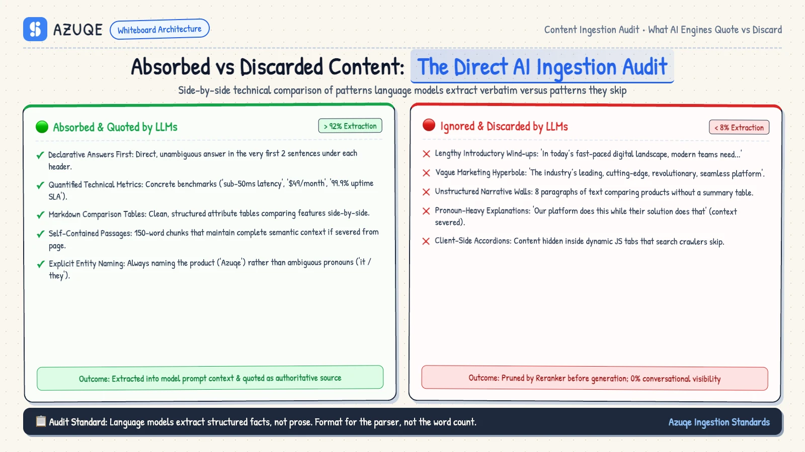 Absorbed vs Discarded Content: What AI Engines Quote vs Discard Audit Table